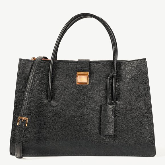 Miu Miu Nero Madras Leather Accordion Tote - Picture 1 of 16